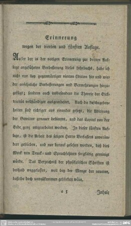 Erinnerung wegen der vierten und fünften Auflage