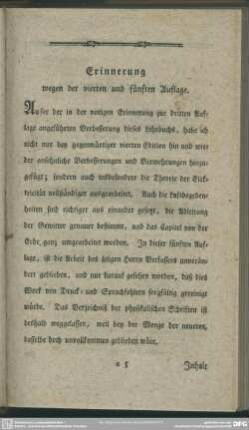 Erinnerung wegen der vierten und fünften Auflage