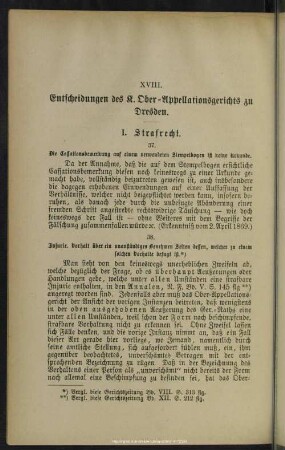 XVIII. Entscheidungen des K. Ober-Appellationsgerichts zu Dresden