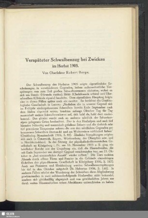 Verspäteter Schwalbenzug bei Zwickau im Herbst 1905
