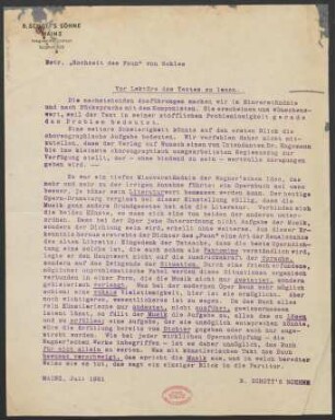 Betr. "Hochzeit des Faun" von Sekles. Vor Lektüre des Textes zu lesen."