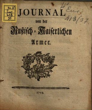 Journal von der Rußisch-Kaiserlichen Armee