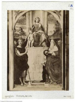 Thronende Madonna mit Johannes der Täufer, den heiligen Hieronymus, und der Stifterin Ludovica Trotti