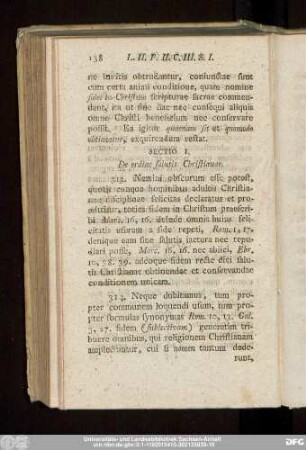 Sectio I. De ordine salutis Christianae.