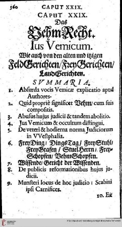 Caput vigesimum nonum. Das VehmRecht.