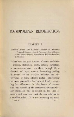 Cosmopolitan Recollections : By the author of "Random Recollections of Courts & Society." In two volumes, 2