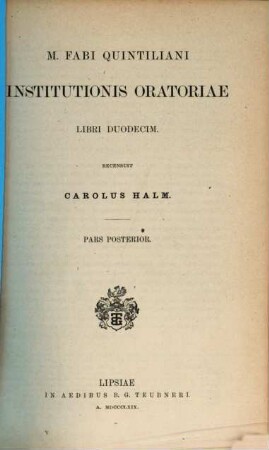 M. Fabi Quintiliani Institutionis oratoriae libri duodecim. 2