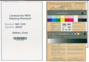 Entnazifizierung Ernst Mathes , geb. 16.07.1911 (Technischer Zeichner)