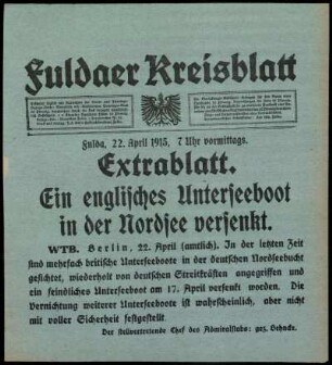 Ausgabe vom Donnerstag, den 22. April 1915.