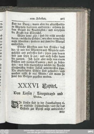 XXXVI. Capitel. Von Linsen, Linsgetrayd und Wicken.