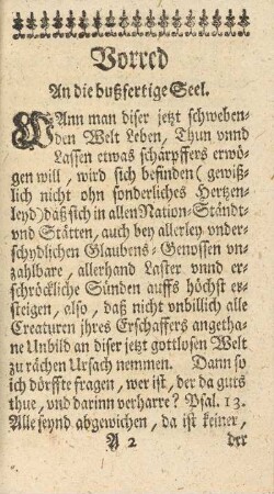 Vorred. An die butzfertige Seel