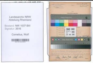 Entnazifizierung Wolf Cornelius , geb. 10.05.1907 ()