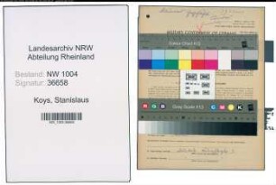 Entnazifizierung Stanislaus Koys , geb. 06.04.1890 (Geschaeftsinhaber)
