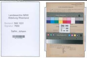 Entnazifizierung Johann Safrin , geb. 13.12.1887 (Regierungsinspektor)