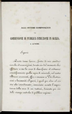 Agli Ottima Componenti La Commessione Di Pubblica Istruzione in Sicilia.