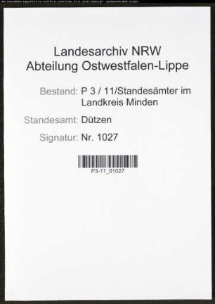 Heiratsregister Standesamt Dützen