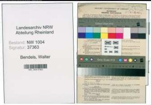 Entnazifizierung Walter Bendels , geb. 01.05.1904 (Telegr.Leitungsaufseher)