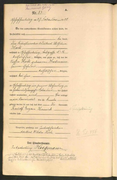 Standesamtsbuch der Stadt Aschaffenburg: Geburten 365/1900 - 184/1901