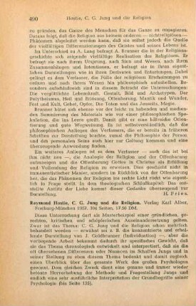490-491 [Rezension] Hostie, Raymond, C. G. Jung und die Religion