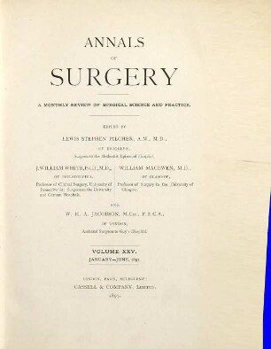 Annals of surgery : a monthly review of surgical science and practice. 25. 1897