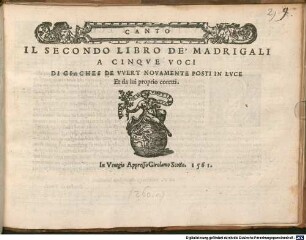 IL SECONDO LIBRO DE' MADRIGALI A CINQVE VOCI