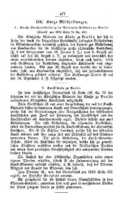 Kurze Mittheilungen : [II. Akademien und Universitäten]