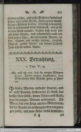 XXX. Betrachtung. 1. Tim. V, 14.