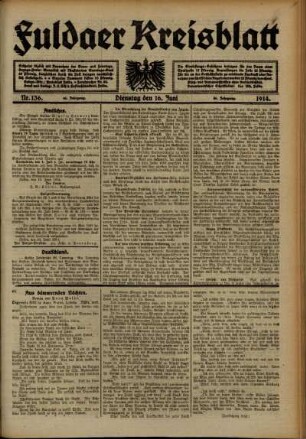 Ausgabe vom Dienstag, den 16. Juni 1914.