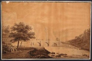 Der Eingang in den Plauenschen Grund mit dem Forsthaus (Hegereiterhaus) links und der Hegereiterbrücke