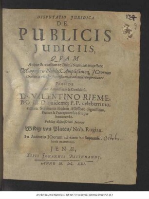 Disputatio Iuridica De Publicis Iudiciis