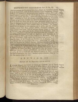 Section III. Histoire de la Petite Armenie.