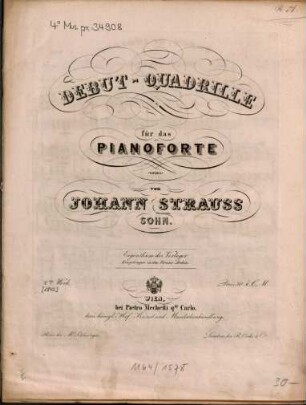 Debut-Quadrille : für das Pianoforte ; 2tes Werk