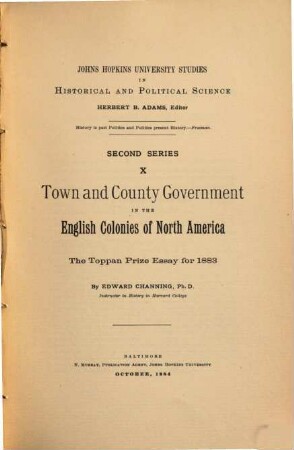 Town and county government in the English colonies of North America