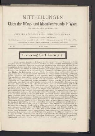 N° 72. Mai 1896. Wien