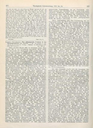 571-573 [Rezension] Leser, Hermann, Das pädagogische Problem in der Geistesgeschichte der Neuzeit. 1. Bd