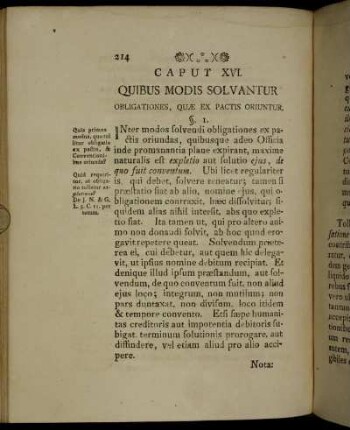 Caput XVI. Quibus Modis Solvantur Obligationes, Quæ Ex Pactis Oriuntur.
