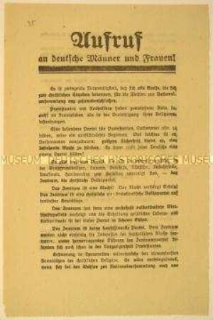 Programmatischer Wahlaufruf der Christlichen Volkspartei Zentrum