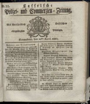 Nr. 32, Sonnabend den 21sten April. 1821