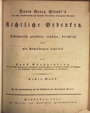 David Georg Strube's Rechtliche Bedenken, 1