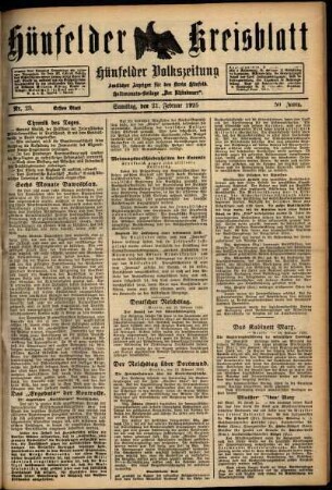 Erste Ausgabe vom Samstag, den 21. Februar 1925.