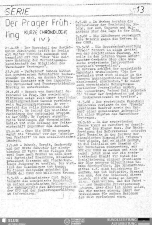 Der Prager Frühling : kurze Chronologie (IV)