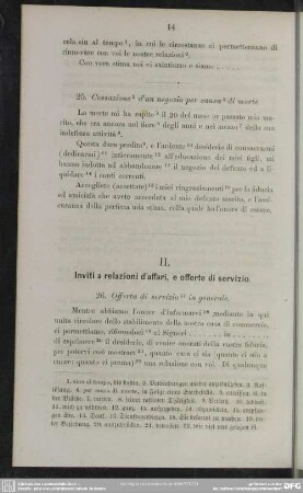 II. Inviti a relazioni d'affari, e offerte du servizio