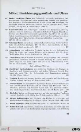 Möbel, Einrichtungsgegenstände und Uhren (Nr. 407-446)