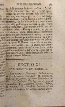 Sectio XI [i. e. Sectio IX] Sacramentum Ordinis.