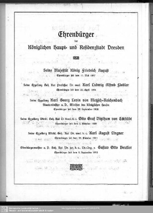Ehrenbürger der Königlichen Haupt- und Residenzstadt Dresden