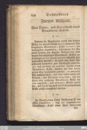 Zweyter Abschnitt. Von Natur, und Eigenschaft eines Brandwein-Kessels.