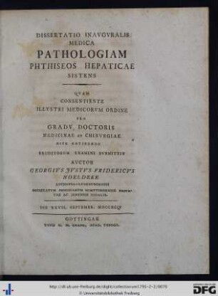 Dissertatio Pathologiam Phthiseos Hepaticae Sistens.