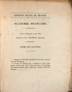 Séance publique annuelle. 1834