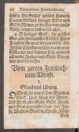 Vom zarten Fronleichnam Christi.