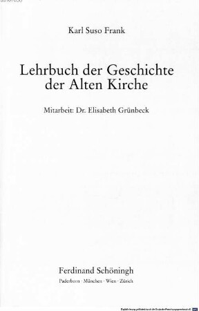 Lehrbuch der Geschichte der Alten Kirche